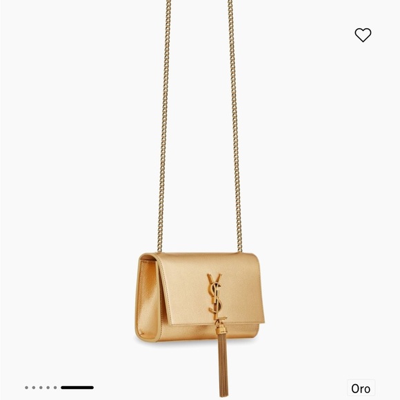 Saint Laurent KATE METALLIC LEATHER SHOULDER BAG in calfskin gold - Picture 4 of 5